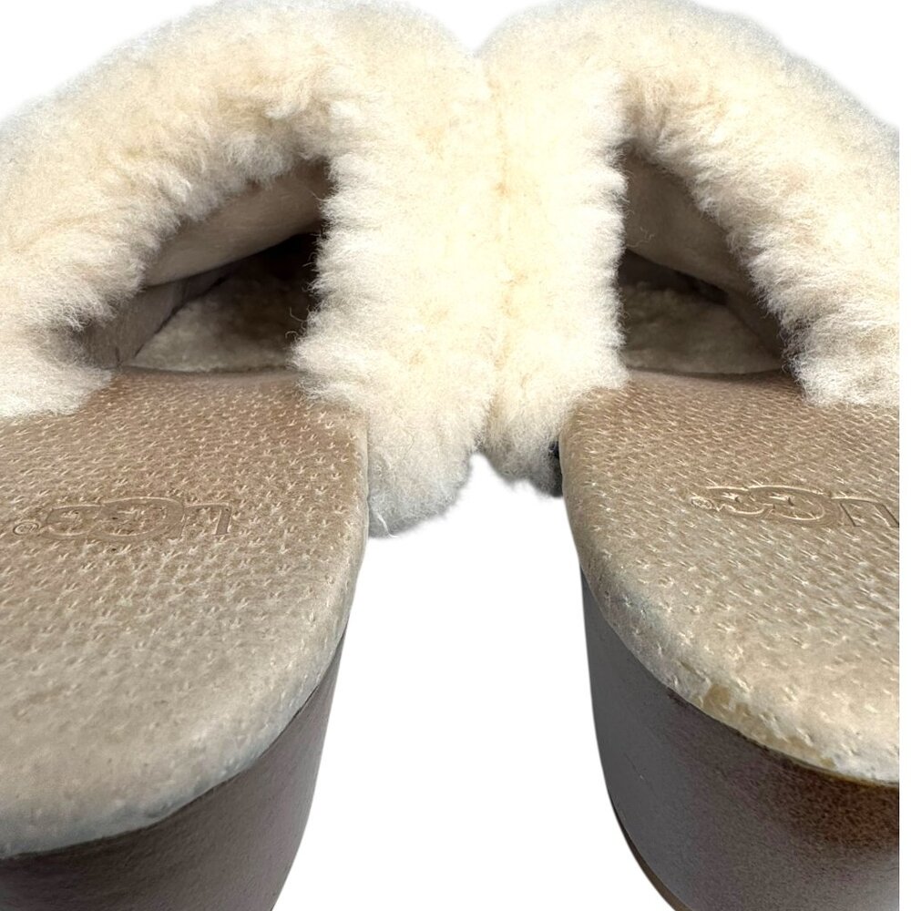 UGG Kalie Navy Blue Sherpa Lined Wooden Clogs Size US 6 - Picture 8 of 10